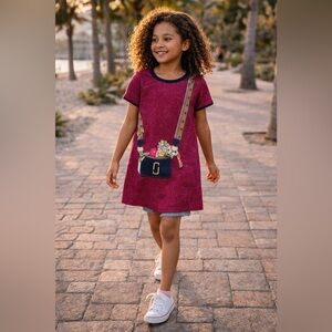 Little Marc Jacobs Girls Dress Pink Glitter Size 8 Bag Print Party Fun